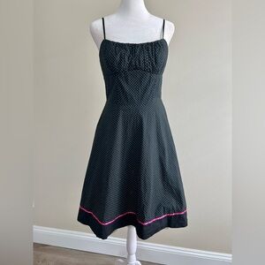 Y2K Ruby Rox Scenecore Milkmaid Black Pink Polka Dot Dress Size 9